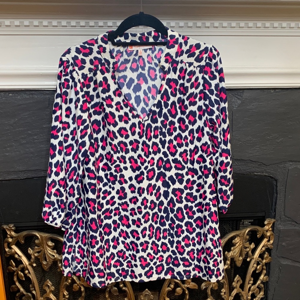 Jude Connally Pink and Blue Patterned Top